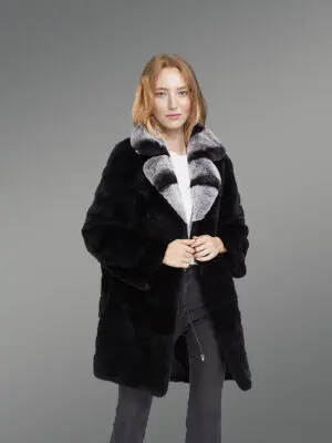 Womens long fur coat in Black – Sophistication at its peak