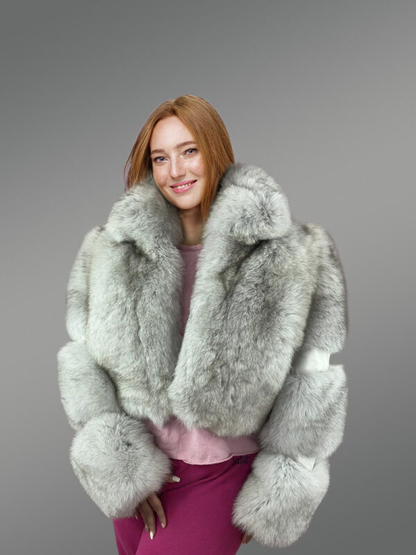 Womens Short Jacket of Blue Fox Fur - Image 2
