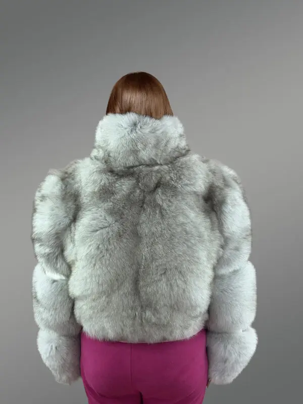 Womens Short Jacket of Blue Fox Fur - Image 4