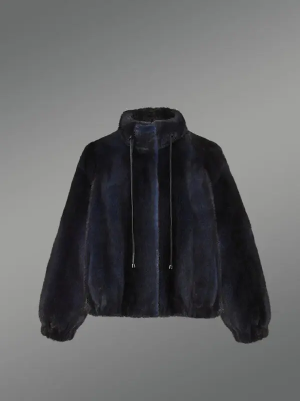 Blue Mink Bomber with Turtleneck Collar – Exceptional Warmth & Great Looks - Image 4