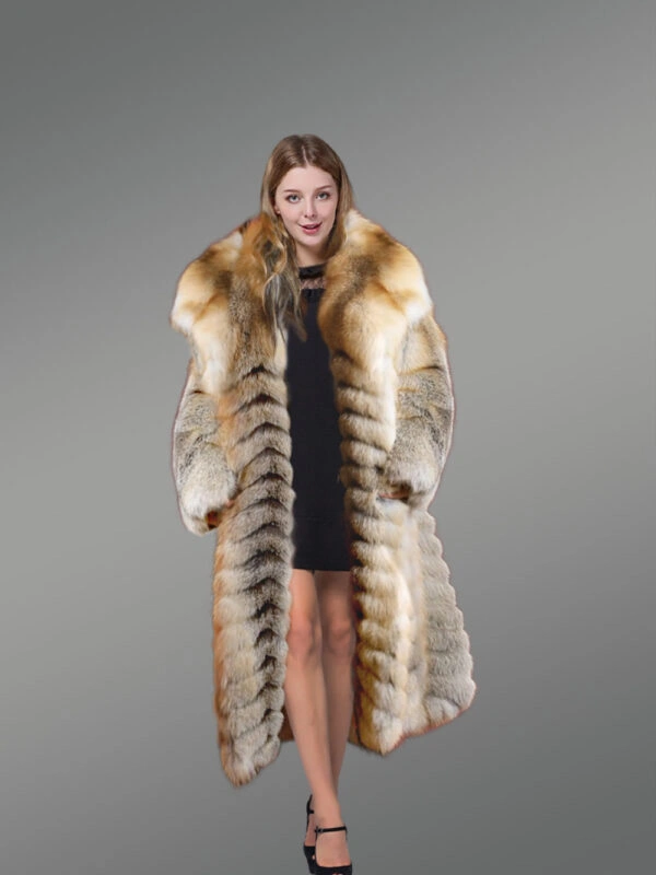 Golden Fox Fur Long Coat - Image 8