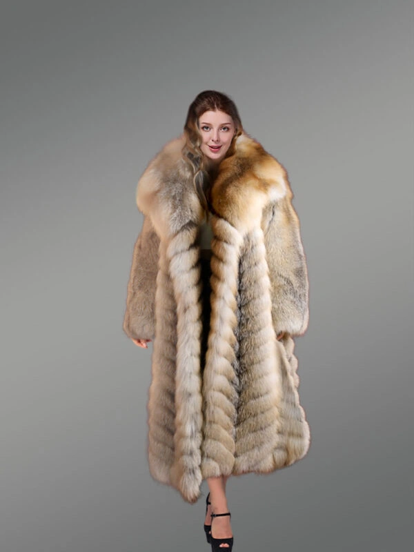 Golden Fox Fur Long Coat - Image 6