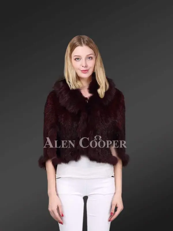 Mink Fur Cape Shaped Jacket Stylishly Adorned with Fox Fur Trims