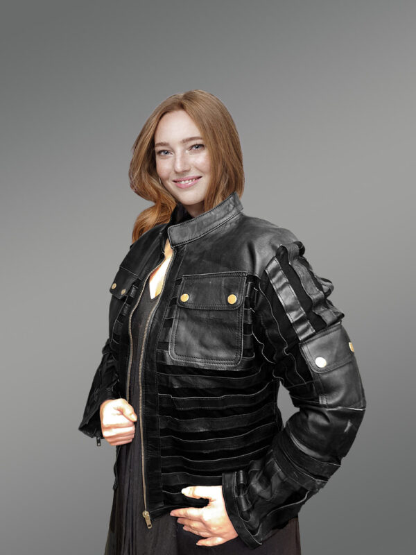 Women’s Contemporary Spring Leather Jacket - Image 4