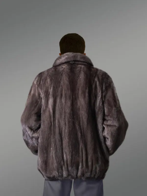 Blue Iris Mink Bomber Jacket- A Ritzy Wear for Men - Image 2