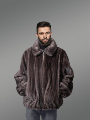 Blue Iris Mink Bomber Jacket- A Ritzy Wear for Men