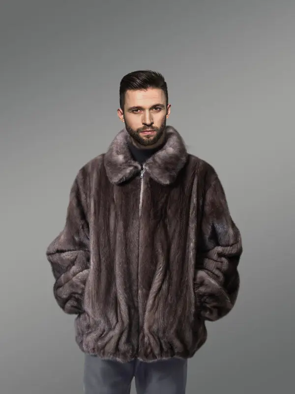 Blue Iris Mink Bomber Jacket- A Ritzy Wear for Men