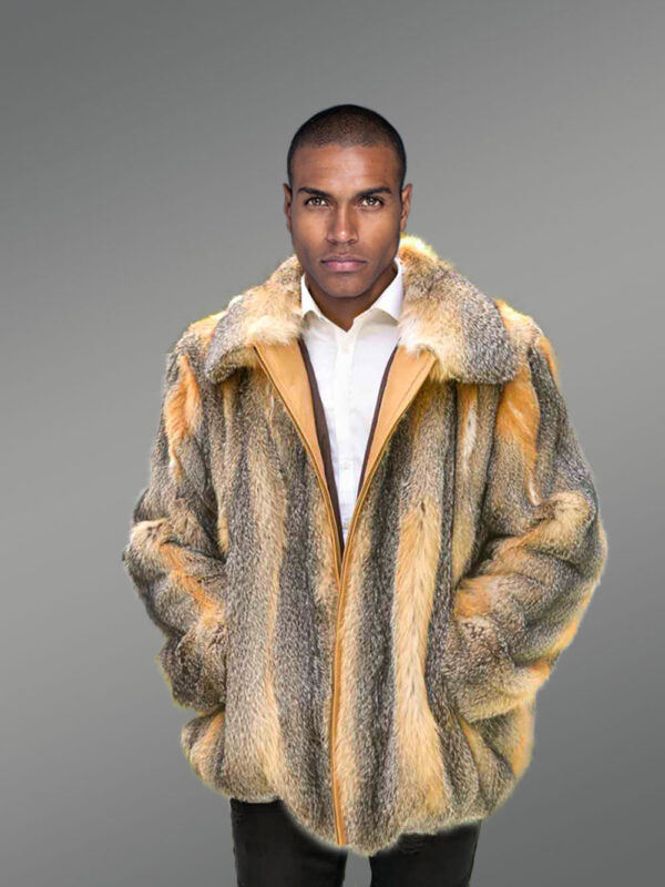 Fox Fur Men Jacket in Snuggly Bomber Style - Image 5
