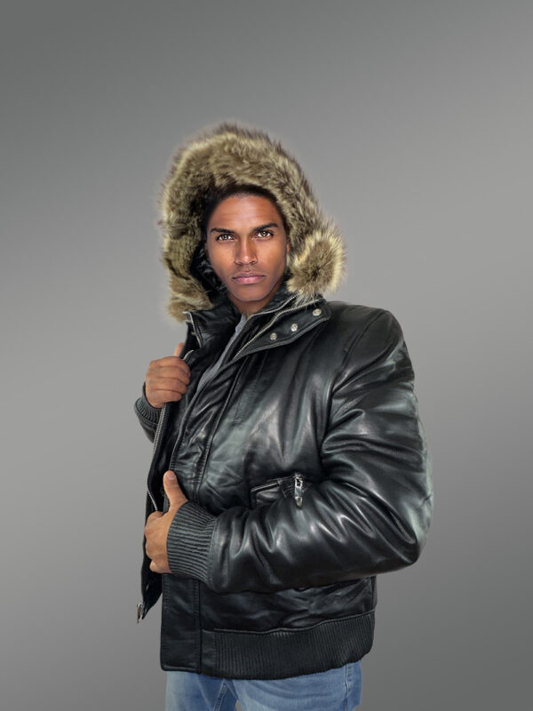 Mens Black Bomber Jacket with Hood– Enjoy the Winter in Style - Image 5