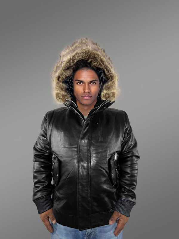 Mens Black Bomber Jacket with Hood– Enjoy the Winter in Style - Image 6