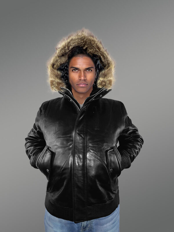 Mens Black Bomber Jacket with Hood– Enjoy the Winter in Style - Image 7