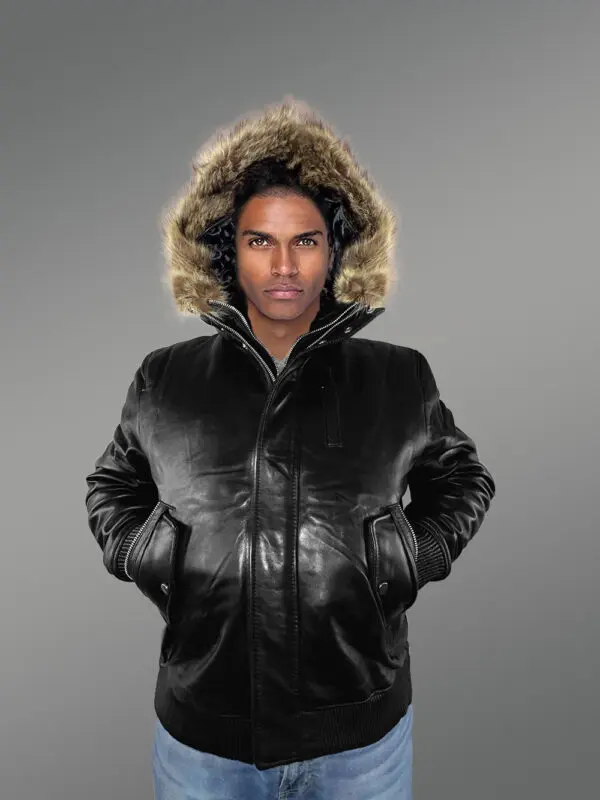 Mens Black Bomber Jacket with Hood– Enjoy the Winter in Style - Image 7