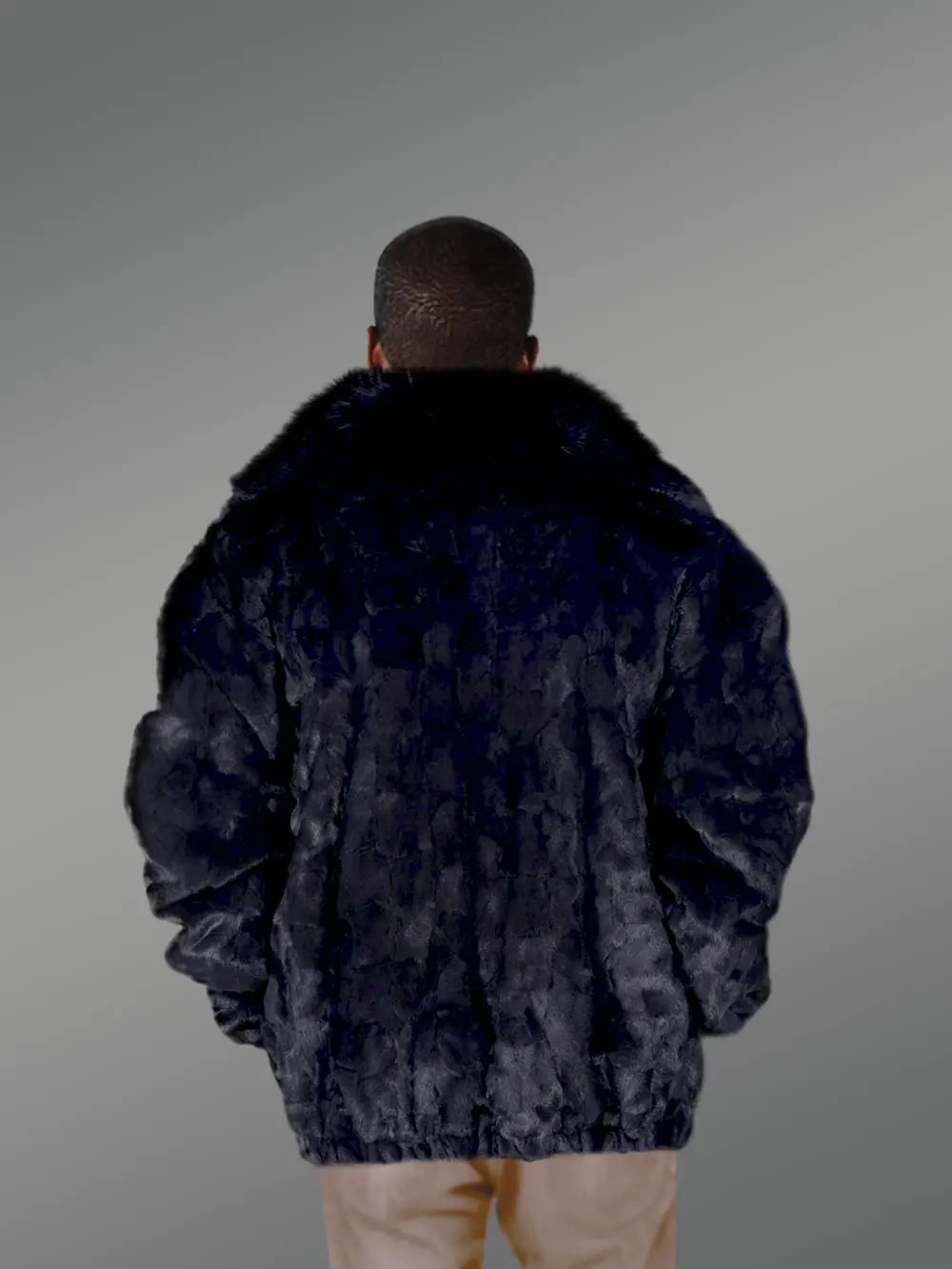 Mens Dark Grey Mink Bomber with Fox Fur Collar – Be a Trendsetter - Image 2