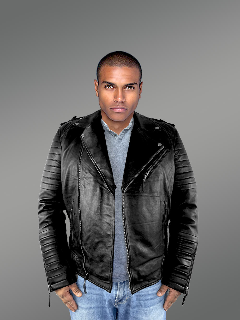 Mens Everyday Wear Leather Biker Jacket with Comfy Warmth and Swag