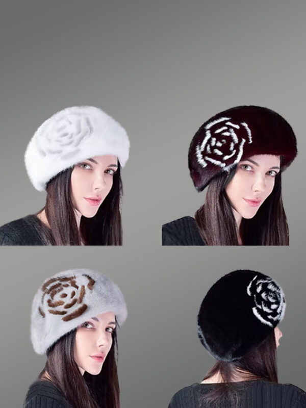 Mink Beret with Floral Accent–High-Fashion Looks for Any Occasion - Image 2