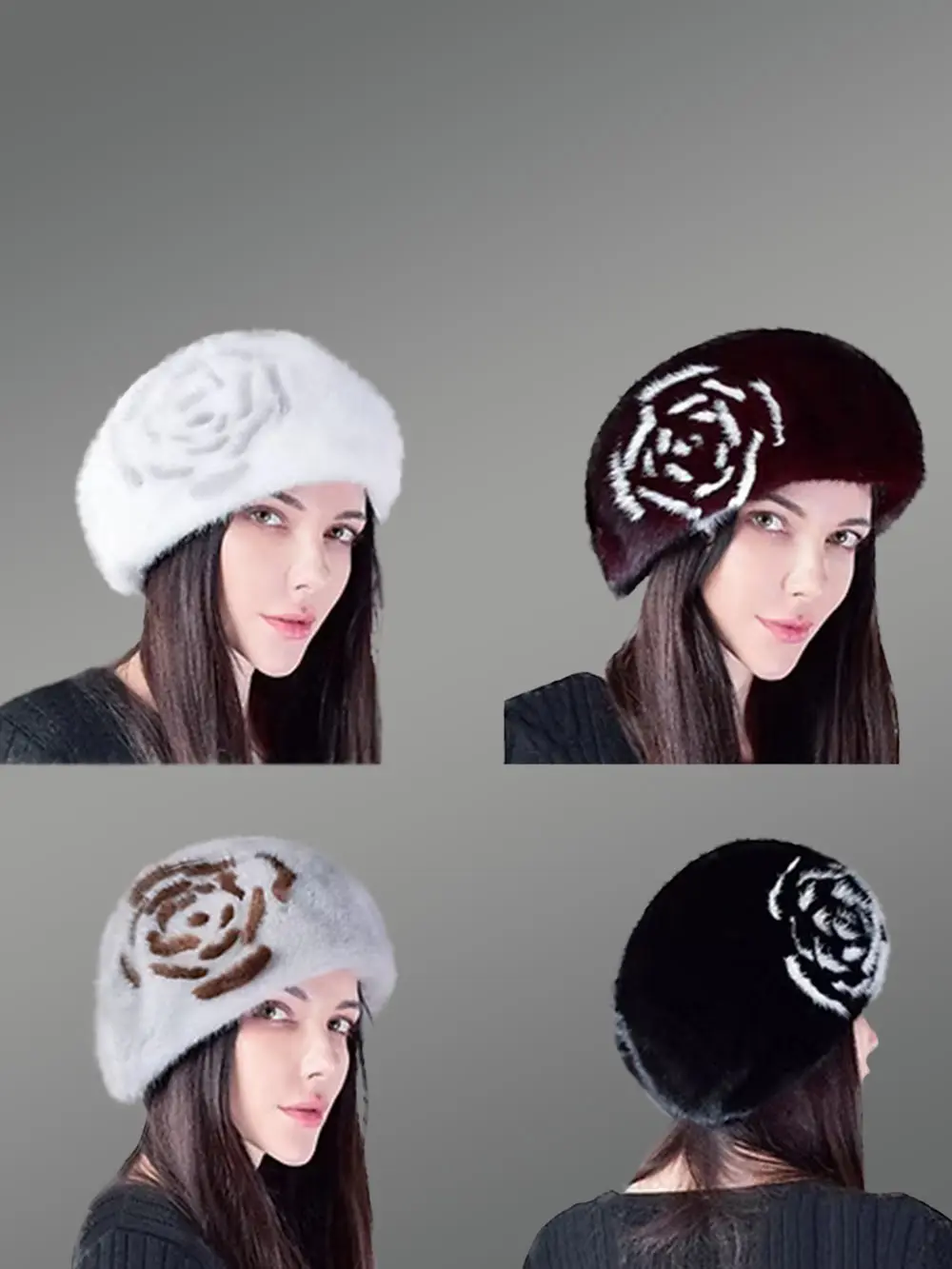 Mink Beret with Floral Accent–High-Fashion Looks for Any Occasion - Image 2