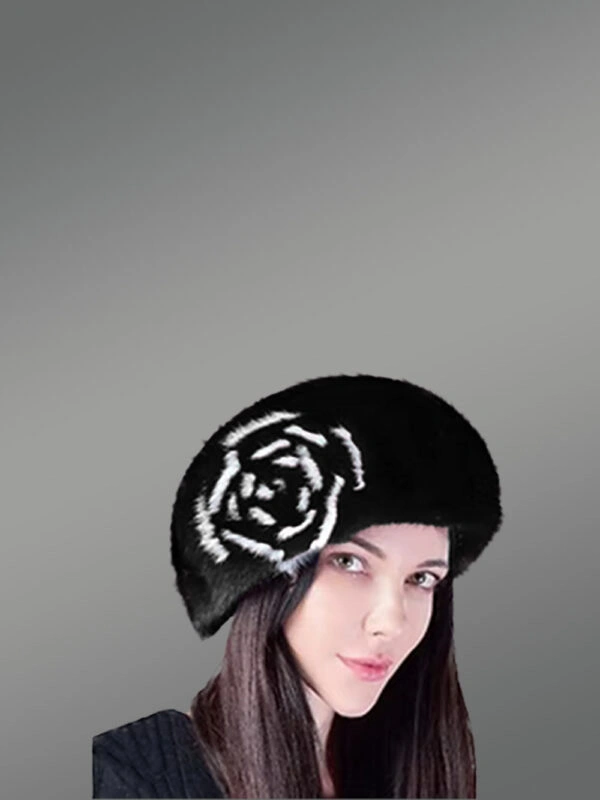 Mink Beret with Floral Accent–High-Fashion Looks for Any Occasion
