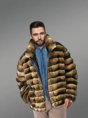 Rex Rabbit Fur Bomber in Whiskey Shade for Men