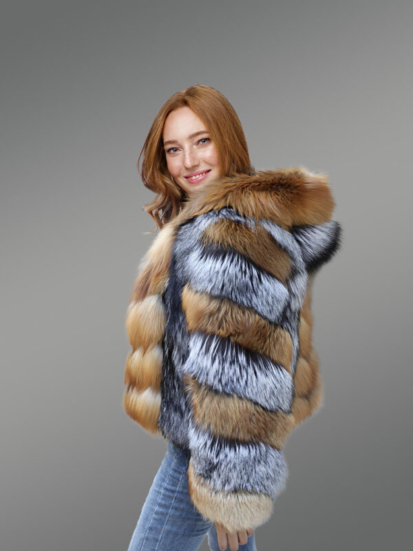 Womens Combo Fox Fur Jacket–Charm & Comfort of Fur from Red Fox & Silver Fox - Image 2