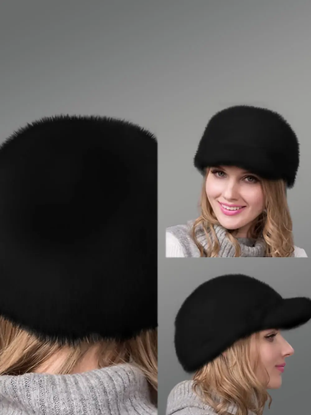 Womens Full Skin Mink Riding Hat- Chic Accessory with Comforting Touch - Image 2