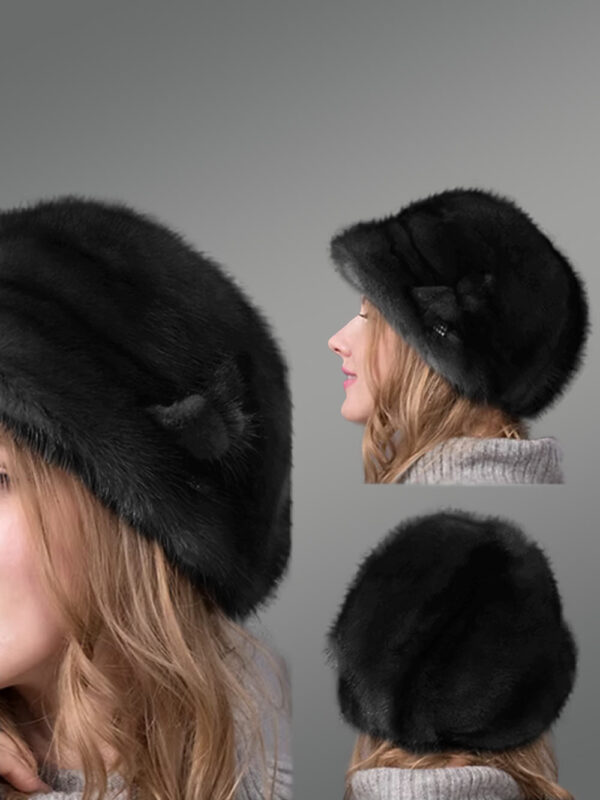 Womens Mink Bucket Hat with Butterfly Accent – Chic, Feminine & Comforting - Image 2