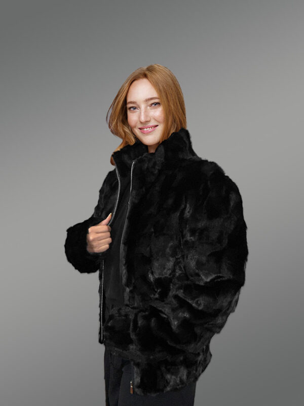 Women’s Sheared Mink Turtle Neck Jacket - Image 3