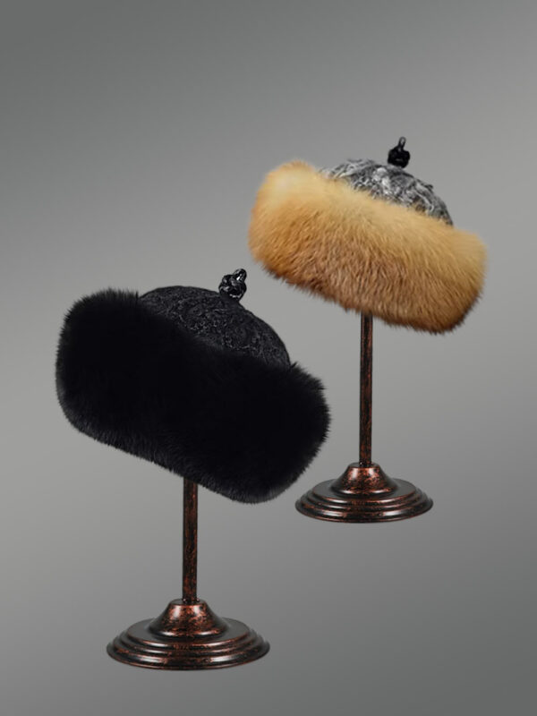 Fox Fur Roller Cap with Persian Lamb Top - Image 3