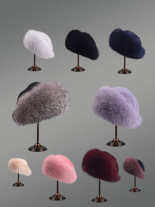 Fox Fur Roller Hat with Fur Top