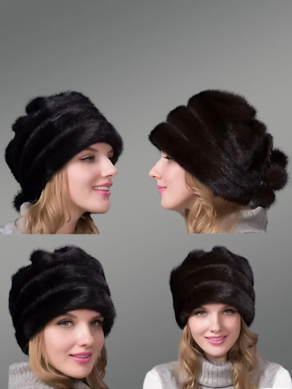 Layered Mink Fur Beret Hat with Pompom Defining Chic Warmth for Women