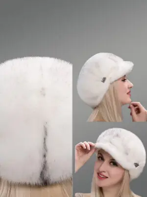 Mahogany Mink Riding Hat with Side Decoration Accent for Urbane Women