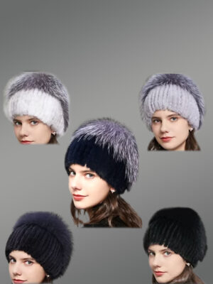 Mink Beanie Hat with Fox Top Redefining Winter Elegance for Women