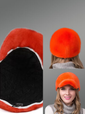 Rust Orange Mink Riding Hat – Women’s Luxuriant Winter Headwear