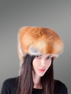 Full Ref Fox Fur Hat with Tail Back