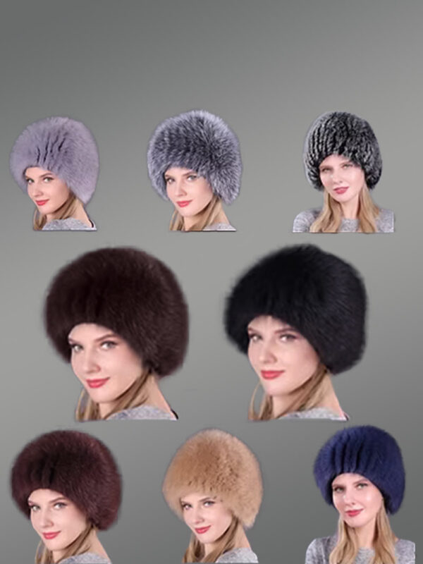 Knit Fox Fur Beanie Hat - Image 2