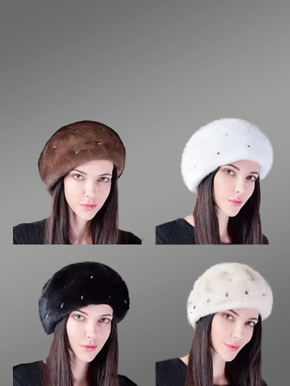 Mink Accented Womens Beret Hat Looks Ravishing in All Four Shades