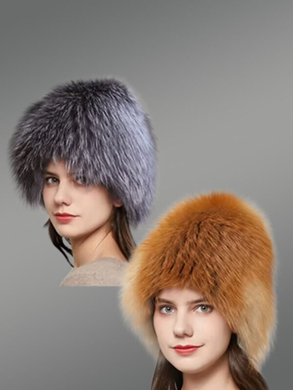 Womens Beret of Knit Fur