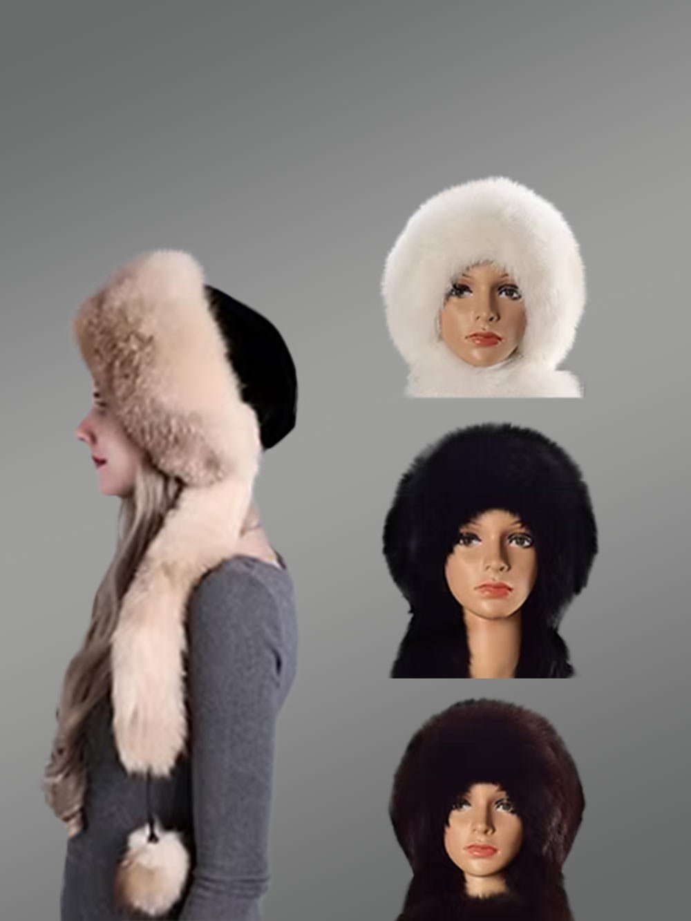 Womens Fox Fur Hat with Pompoms – Welcome Winter in Style
