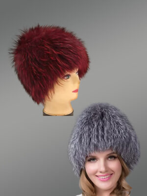 Womens Knit Fox Fur Beret–Looks Stunning with Its Unique Texture