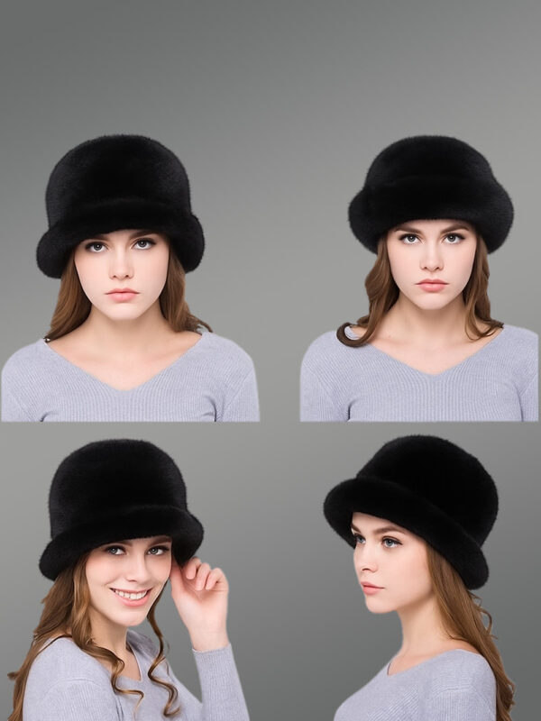 Womens Mink Bucket Hat with Brim Looks Classy in Three Cool Shades
