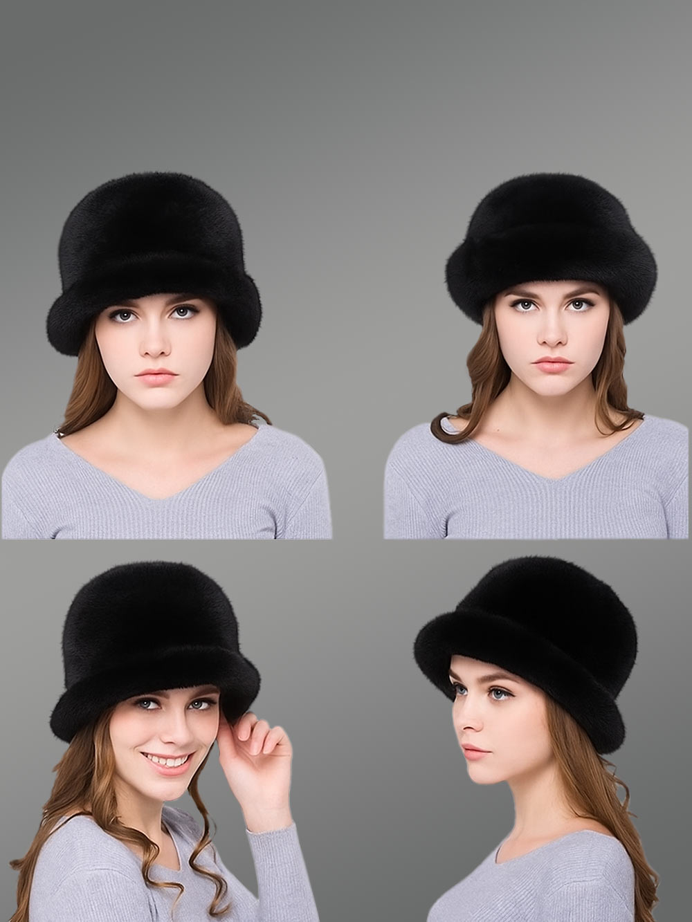 Womens Mink Bucket Hat with Brim Looks Classy in Three Cool Shades