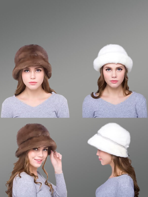 Womens Mink Bucket Hat with Brim Looks Classy in Three Cool Shades - Image 2