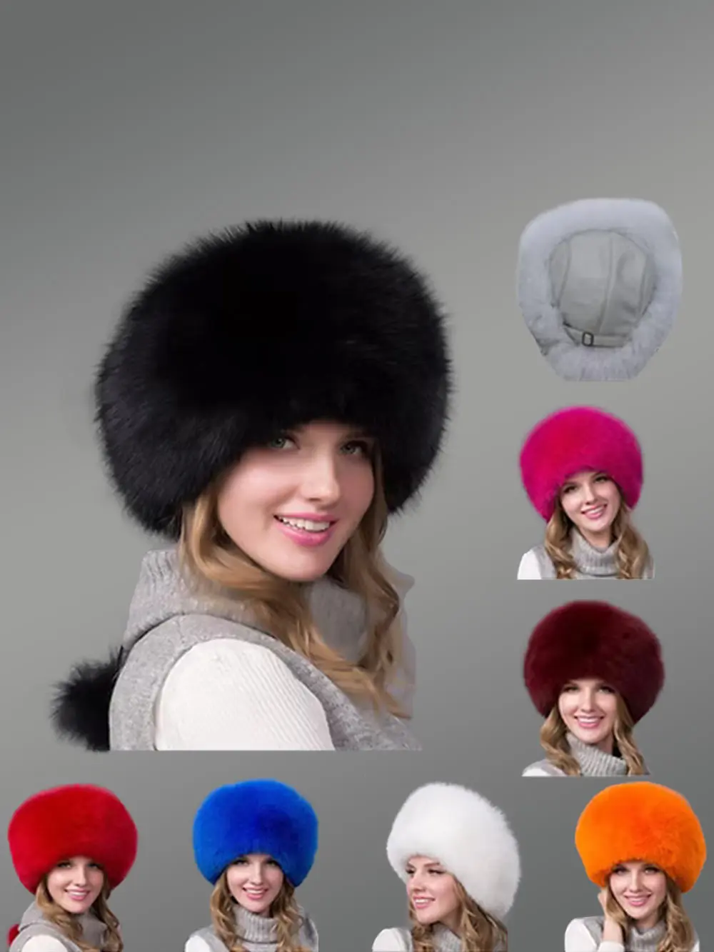 Womens Silver Fox Beret with Tail–Be the Diva of Every Event - Image 2