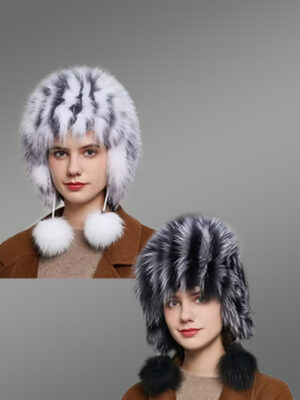 Womens Skinny Trapper Hat with Pompoms - Fashionably Warm and Fluffy