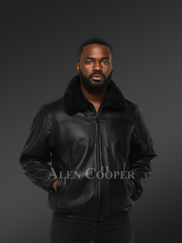 Men’s Black Reversible Real Full Skin Mink Fur Straight Warm Winter Coat - Image 4