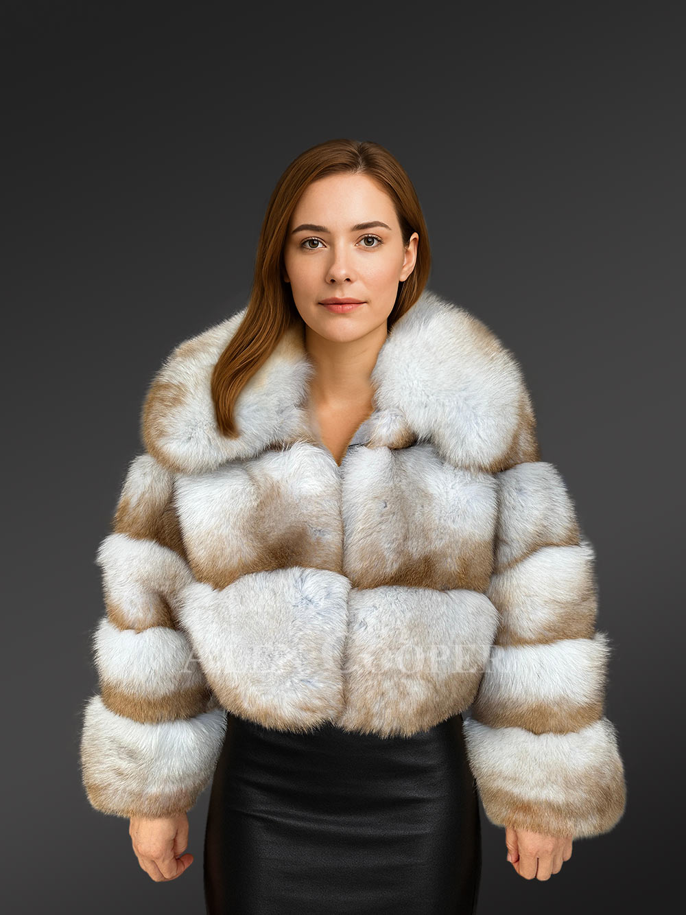 Women’s Natural Blue Fox Fur Crop Jacket