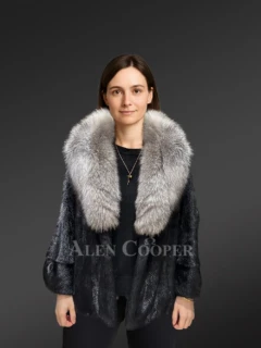 Women’s Fullskin Mink Coat with Fox Collar (4)