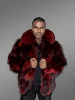 Burgundy Jacket in Fox Fur (3)
