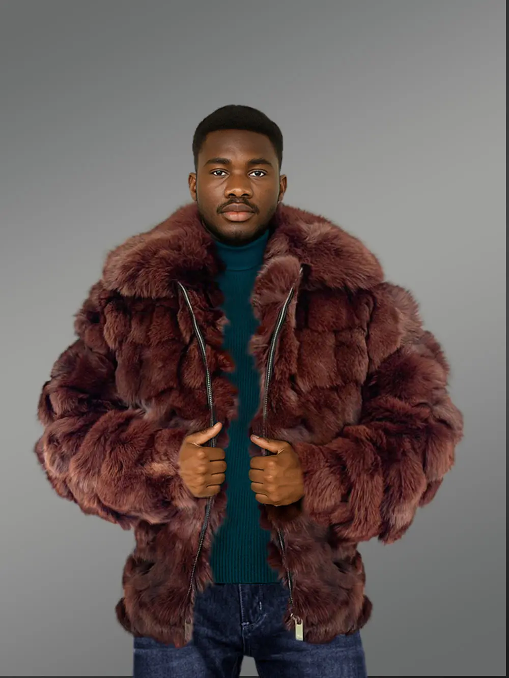 Mens Coffee Brown Fox Fur (5)