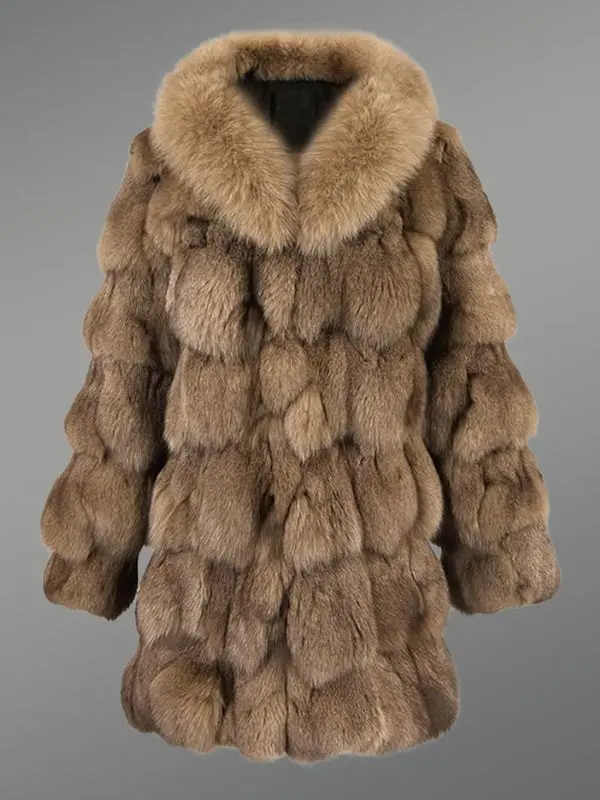 Real fox fur coat for women