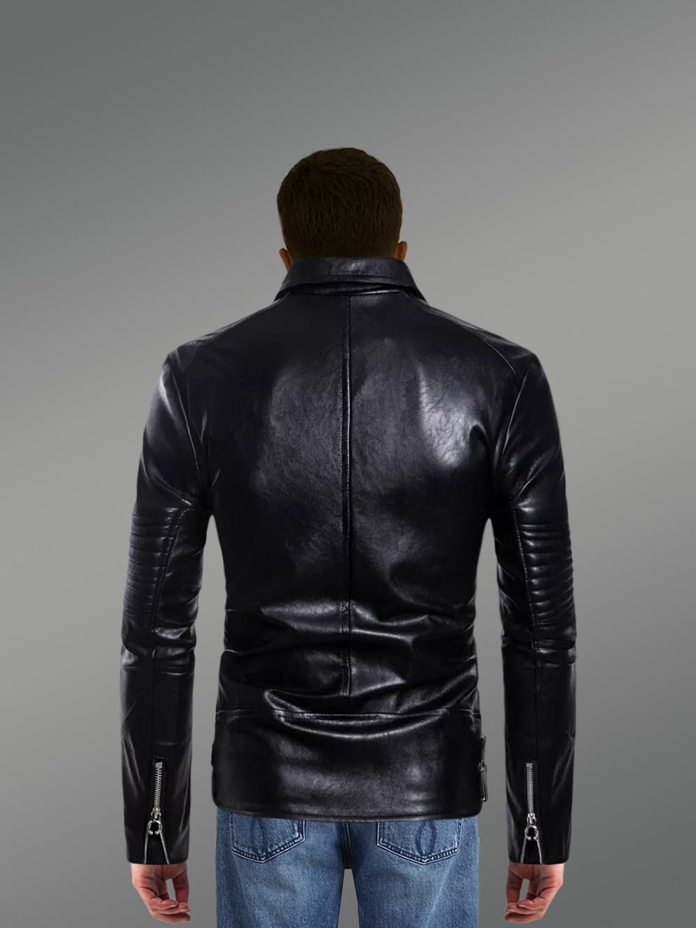 Leather Biker Jacket with Quilt Details on Sleeves Exudes Rugged Charm - Image 4